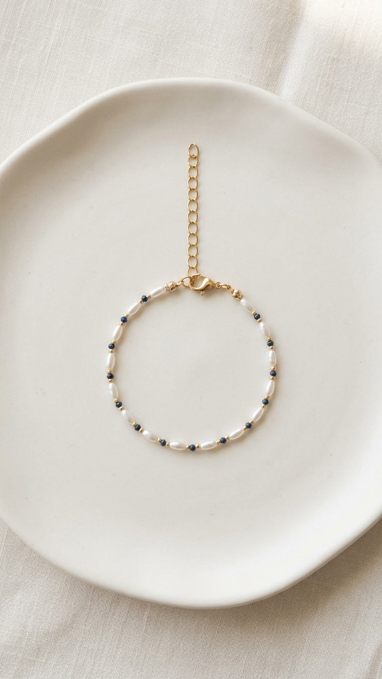 צמיד פנינה כחול - תמונה 2